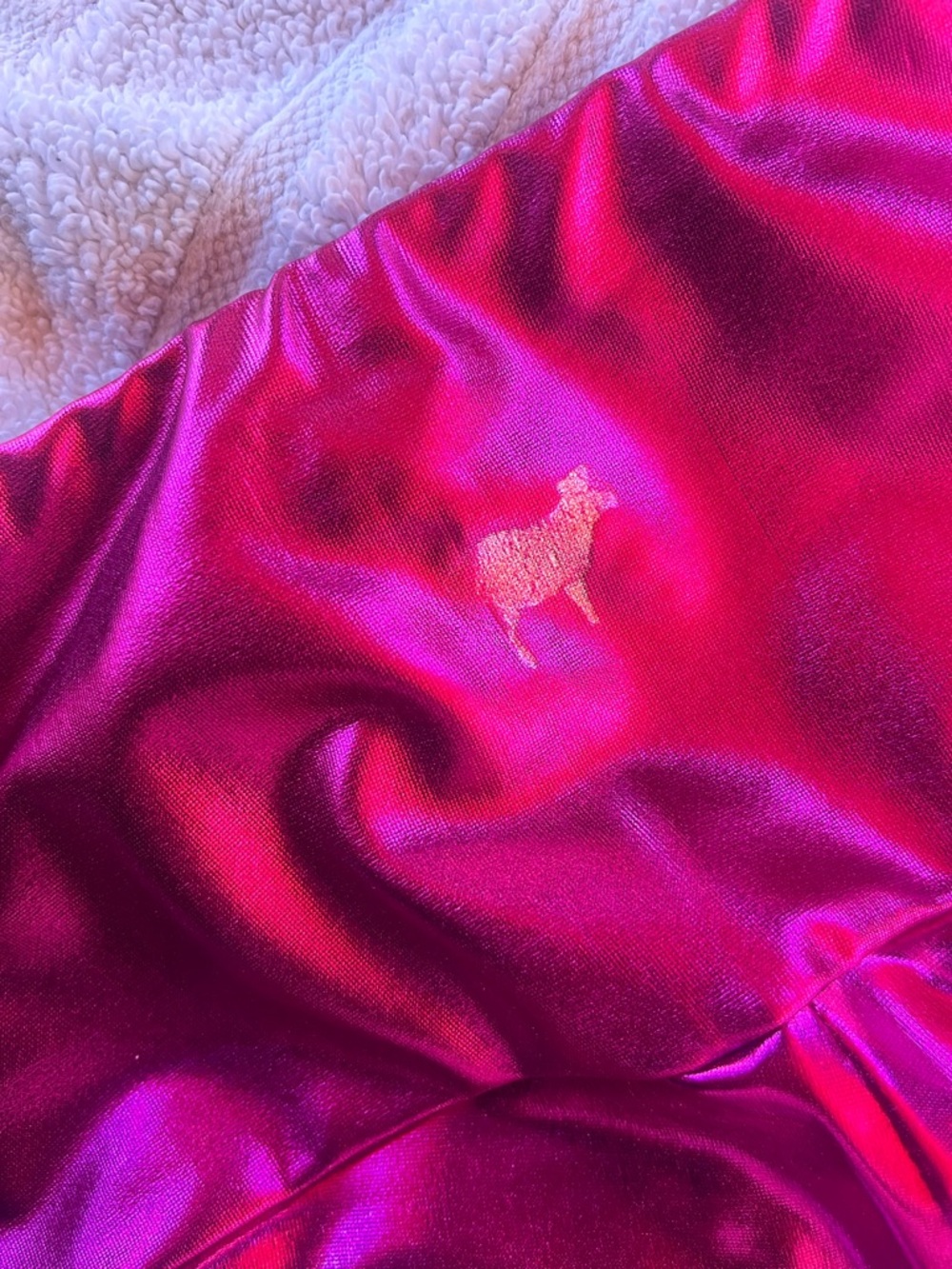Goldsheep Metallic Hot Pink/magenta Satin Leggings with faded Lamb Detail